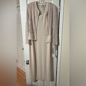 Elegant Cream Dress with Lace Jacket